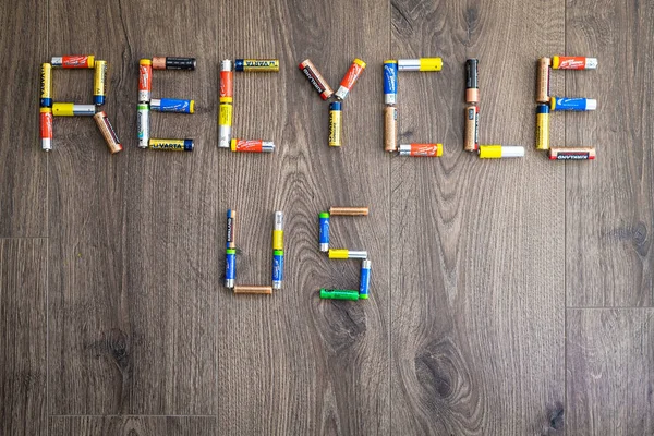 Adelaide Australia July 2019 Recygled Text Made Houseaa Aaa Batteries — 스톡 사진