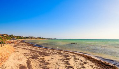Günbatımında Moonta Körfezi sahil manzarası, Yorke Yarımadası, Güney Avustralya