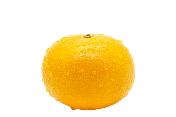 Čerstvé Zralý Pomerančový Friut Kapkami Vody Izolované Bílém Hřbetu — Stock fotografie