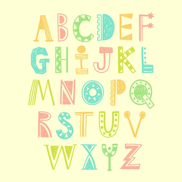 Дитячий стиль барвистий декоративний шрифт — стоковий вектор