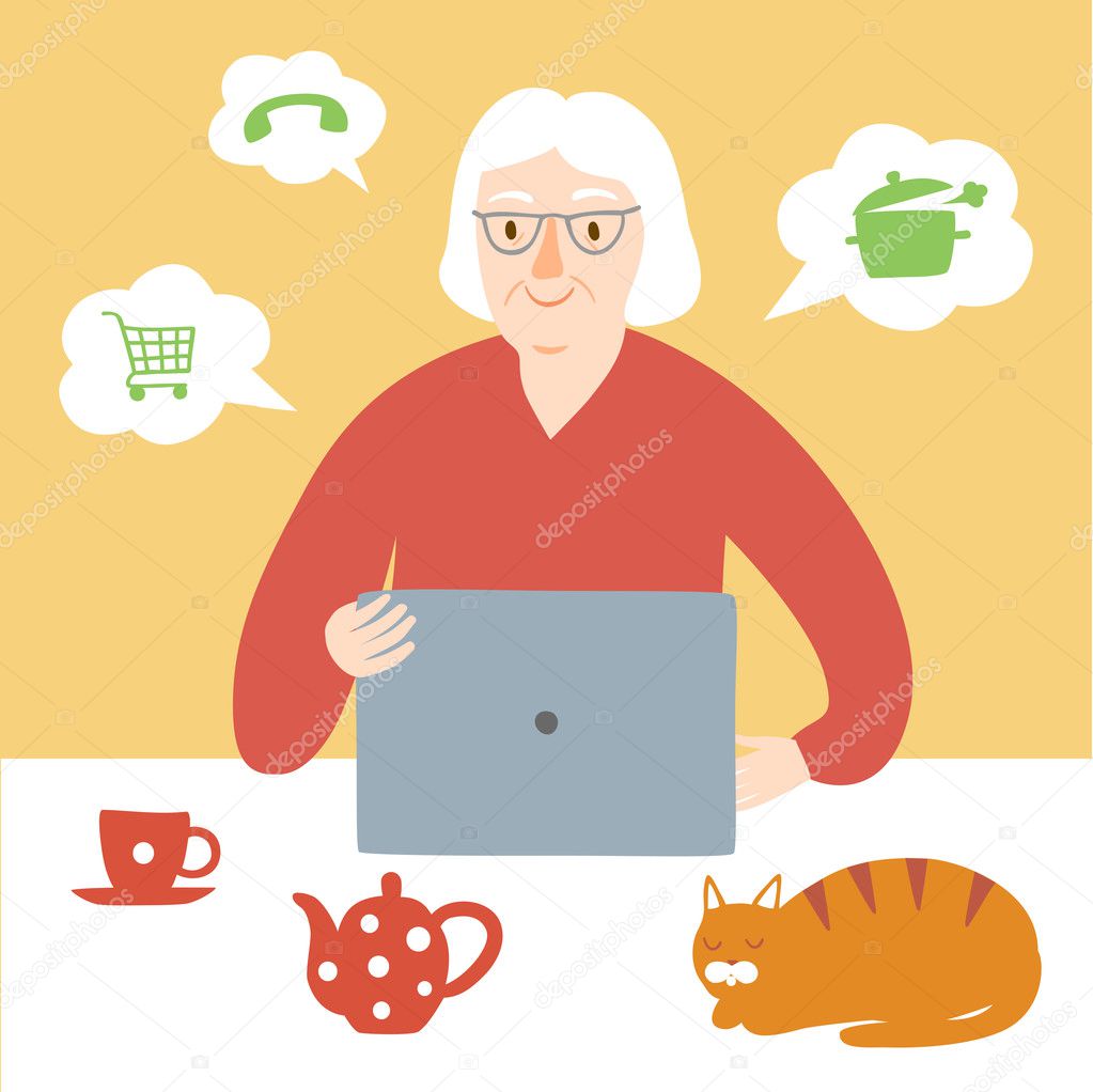 Granny using internet