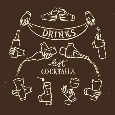 El ile içecekler ve şişeler