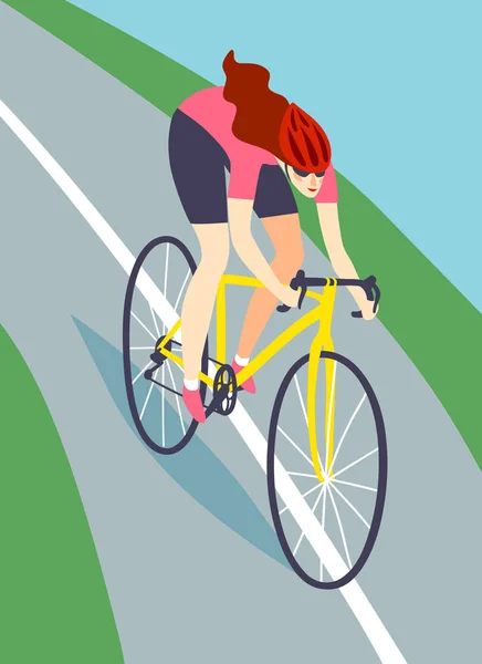 Rychlé silniční cyklista žena — Stockový vektor