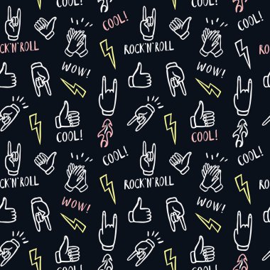 Rock'n roll belirtileri gösteren el ile desen