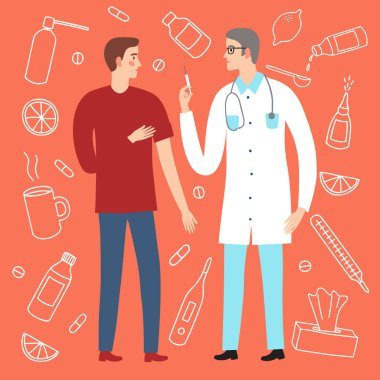 Bir hasta için aşı yapma doktor.