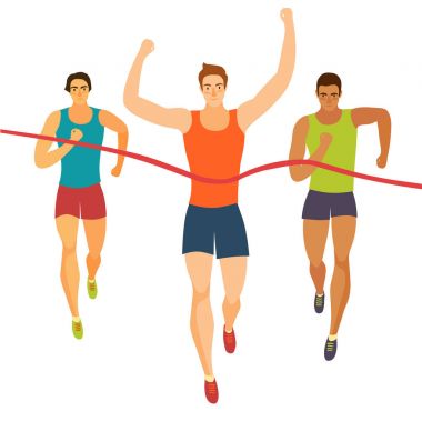 Bitiş çizgisine çapraz dinamik çalışan çocuklar