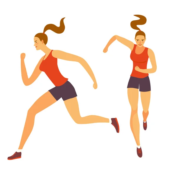 Dynamická sada běžící holka — Stockový vektor