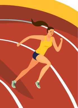 Stadyum üzerinde dinamik çalışan kız.