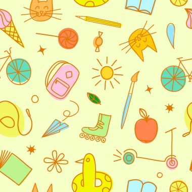 Çocukluk Tema renkli doodle seamless modeli