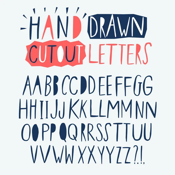 Креативне вирізання стилю рука намальовані векторні літери набір — стоковий вектор