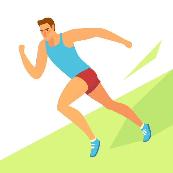 Dynamické běžící muž na dekorativní pozadí — Stockový vektor