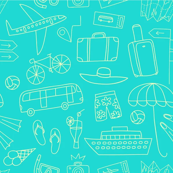 Vacances d'été doodle patron sans couture — Image vectorielle