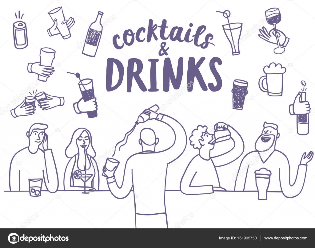 Imágenes: personas bebiendo alcohol para colorear | Doodle de gente