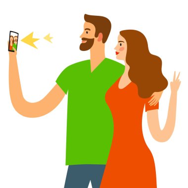 Güzel çift kendini fotoğraf çekme 