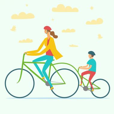 Anne ve çocuk bisiklet sürmek