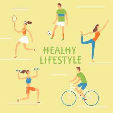 Sağlıklı yaşam tarzı illüstrasyonu