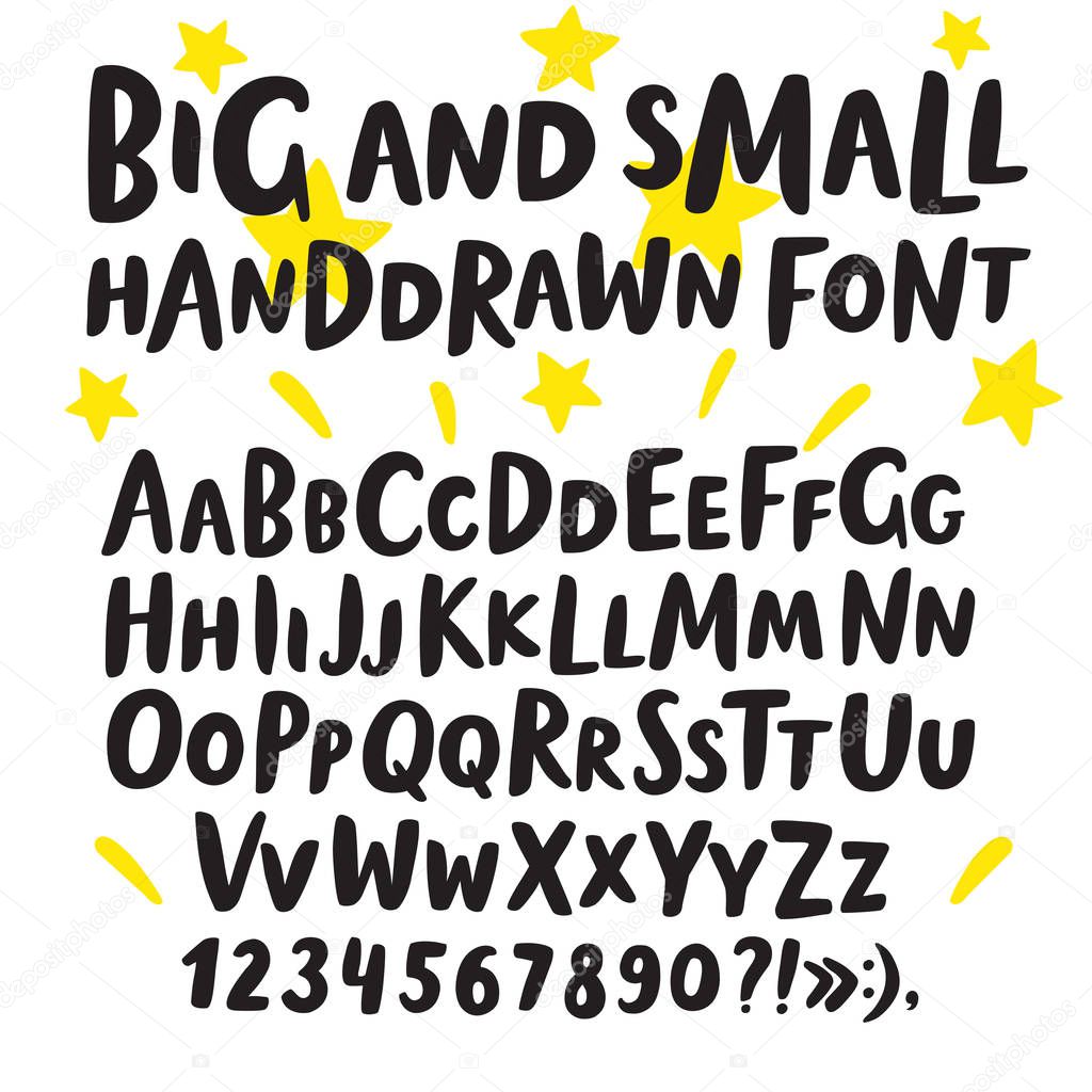 Brush hand drawn big and small letters