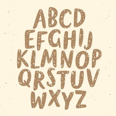 Dokulu vektörel yazı tipi fırça el çekilmiş