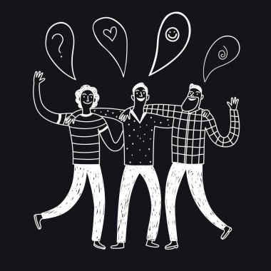 Mutlu arkadaş illüstrasyon doodle