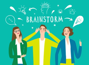 Çizgi film beyin fırtınası illüstrasyon.