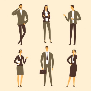 Çizgi film ofis işçi seti.