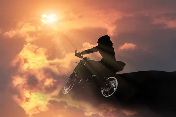 Silhouette motorcykel illustrationer Royaltyfria Stockbilder