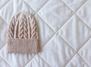 el ile bej beyaz degrade şapka yün örme