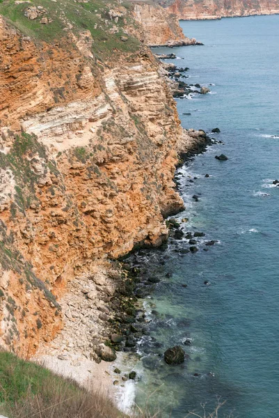 Acantilados Orilla Del Mar Paisaje Marino Cerca Del Cabo Kaliakra — Foto de Stock