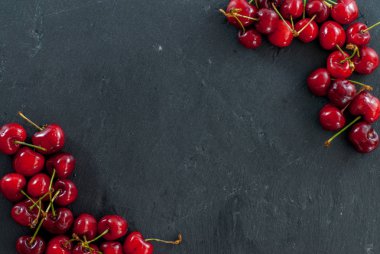 kirazlar kopyalama alanı ile siyah üzerine çerçeve olarak düzenlenir