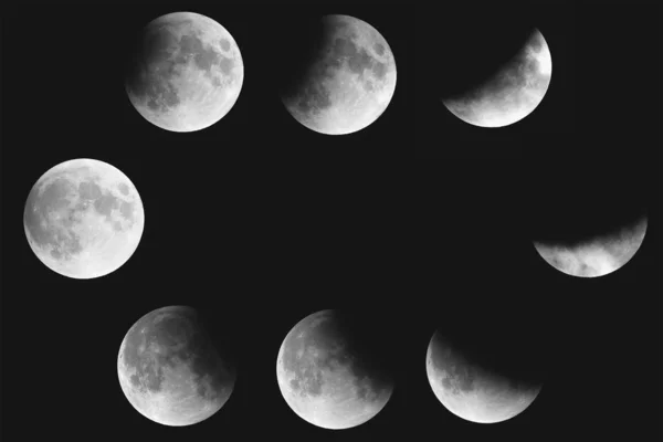 Collage Van Gedeeltelijke Maansverduistering Fasen Juli 2019 — Stockfoto