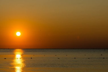 Deniz kenarında sakin bir gün doğumu manzarası