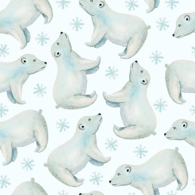 Kusursuz desenli kutup ayısı suluboya