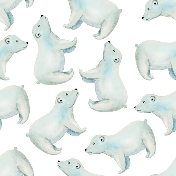 Sem costura padrão polar urso aquarela — Fotografia de Stock