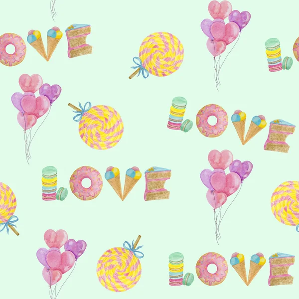 seamless pattern love and sweets with hearts