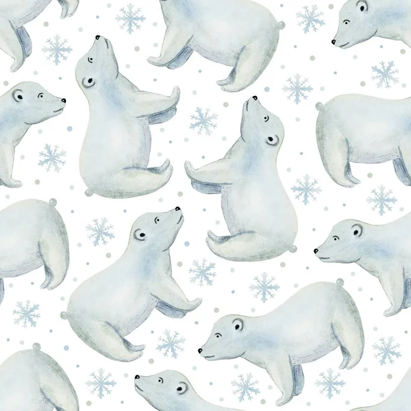 Sem costura padrão polar urso aquarela — Fotografia de Stock