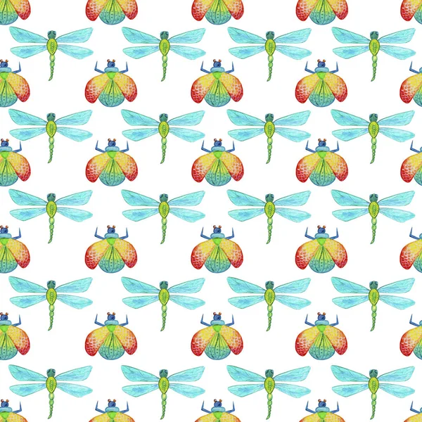 watercolor beetles pattern