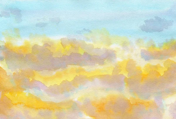 Sonnenuntergang Himmel mit Wolken. Aquarell Hintergrund — Stockfoto