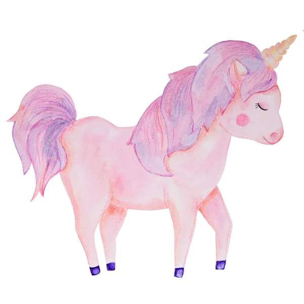 Acuarela unicornio rosa — Foto de Stock