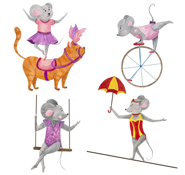 Aquarela ilustração circo acrobatas — Fotografia de Stock