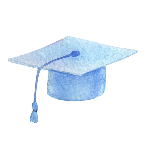 Icono de la gorra de graduación azul. boceto para blogs. decoración escolar — Foto de Stock