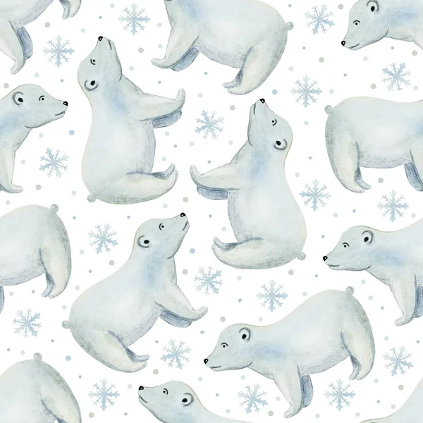 seamless pattern polar bear watercolor