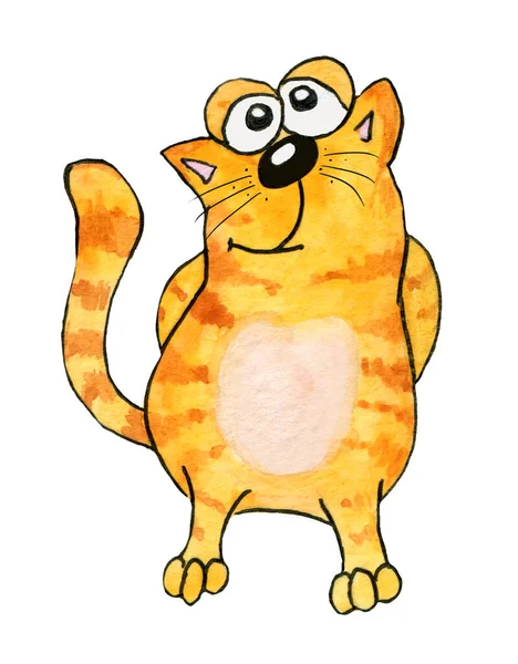 Oranje, gestreepte grappige katten in cartoon stijl. — Stockfoto