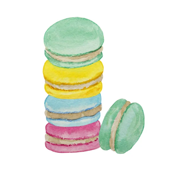Macaron aquarelle cookies, sucré, couleur — Photo