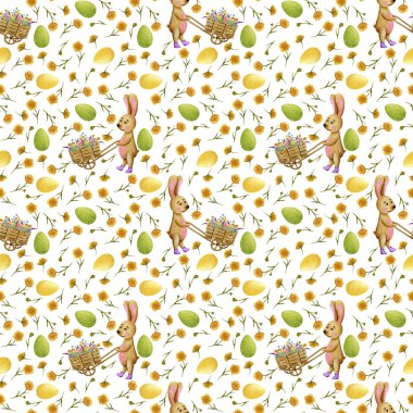 Yumurta sepeti olan paskalya tavşanları.. 