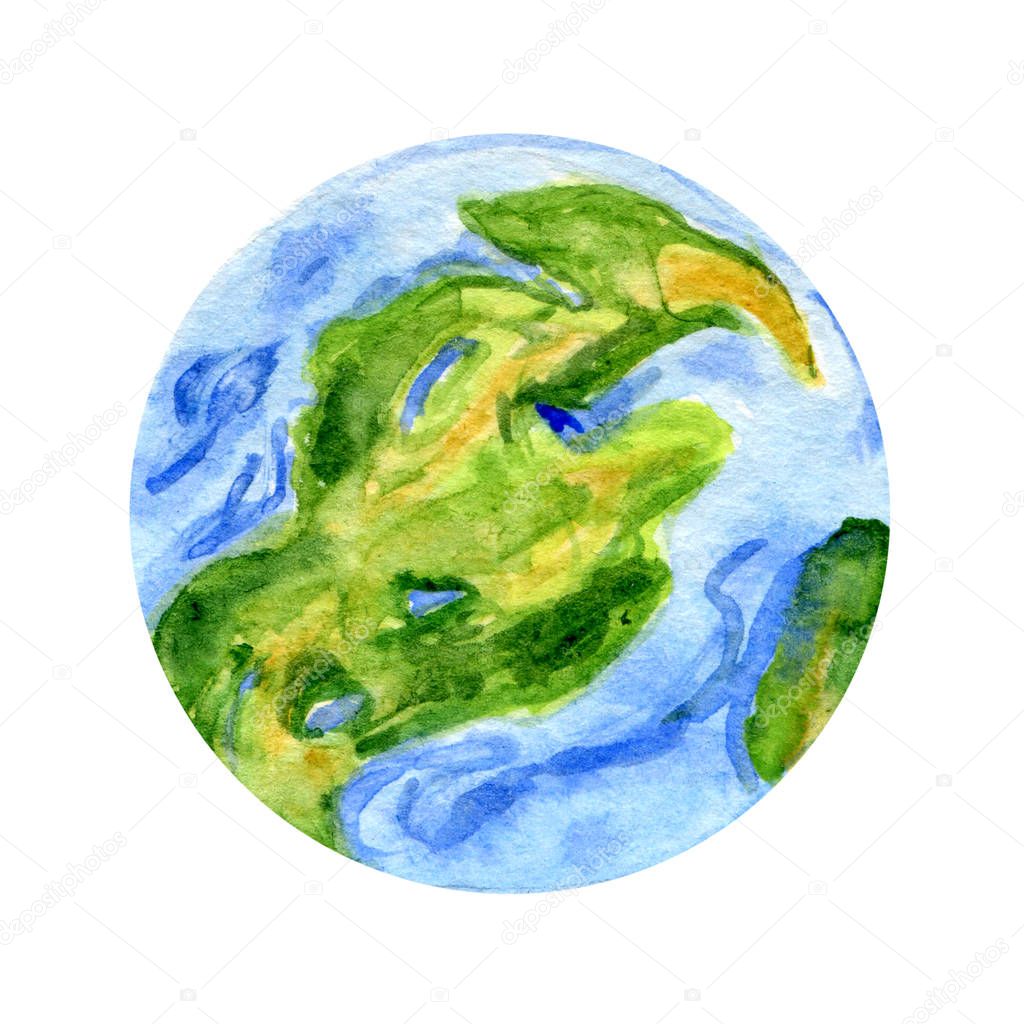 Blue planet earth on a white background.