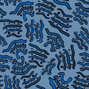 Kusursuz desen siyah ve mavi soyut işaret