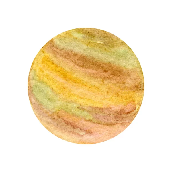 Planeta redondo Júpiter con rayas y tintes amarillos, rojos y anaranjados . —  Fotos de Stock