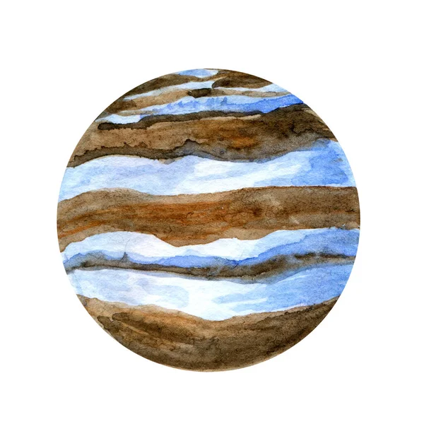 Okrągła planeta Jowisz z niebieskimi paskami i odcieniami — Zdjęcie stockowe