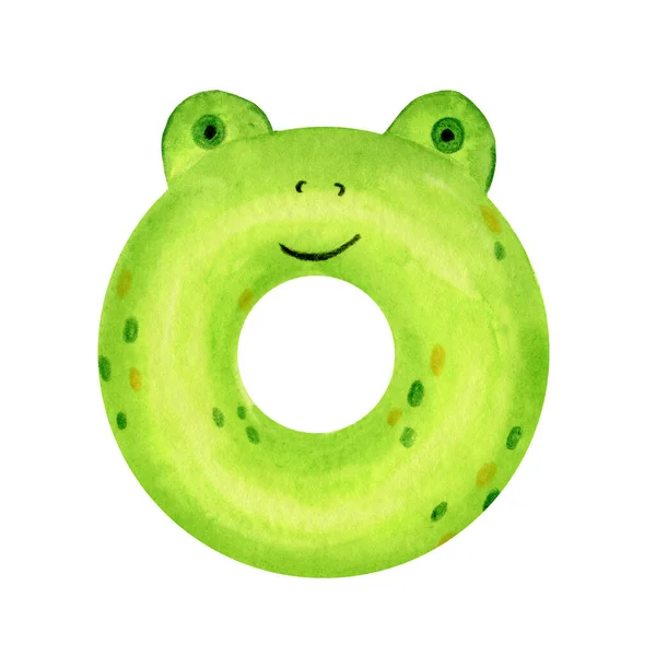 Een zoete, groene donut in een glazuur, in de vorm van een kikker. — Stockfoto