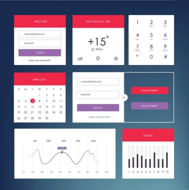 Web sitesi ve hareket eden app için UI seti